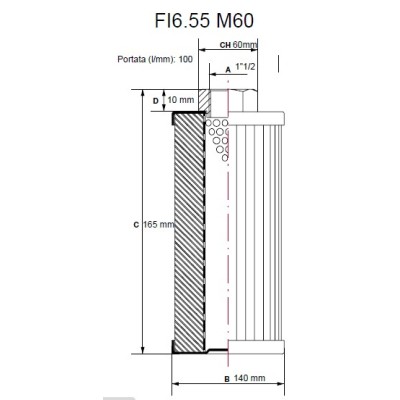 Filtro idraulico aspirazione 1"1/2 M.60