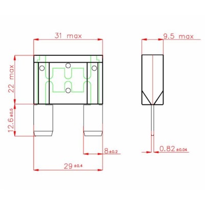 Large 30 amp fuse. green PACK 50 PCS.