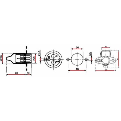 3-way (pole) male socket 12-24volt