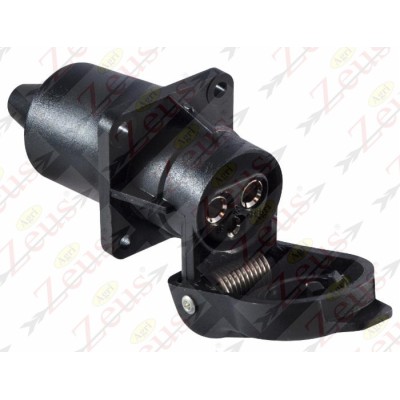 3-pole female socket with 4 fixing holes