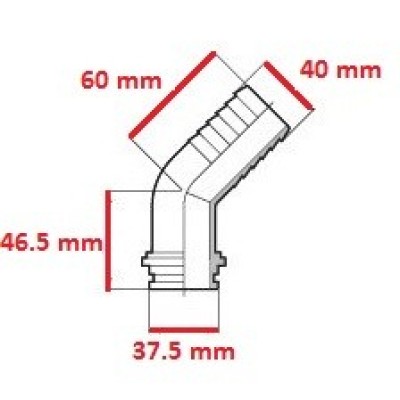 Raccordo portagomma curvo 45° per girello G1 1/2'