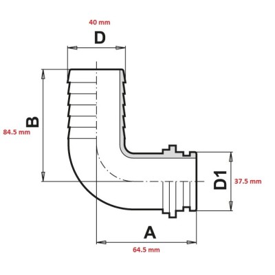 Raccordo portagomma curvo per girello G1 1/2'