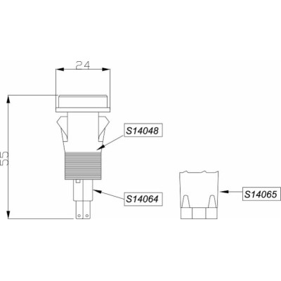 Red battery indicator light 24x24mm