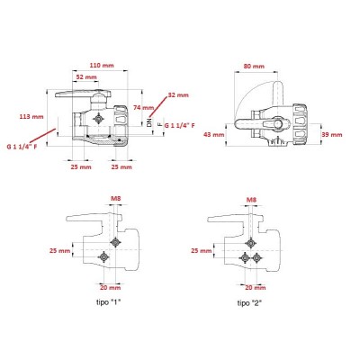 Valvola a sfera a 2 vie G 1 1/4"