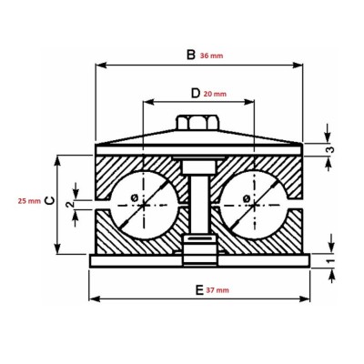 PLACCHETTE, BLOCCHETTO FERMATUBI 2 POSTI DIAMETRO 10