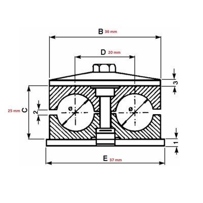 PLATES, HOSE STOPPING BLOCK FOR 2 PLACES, DIAMETER 12