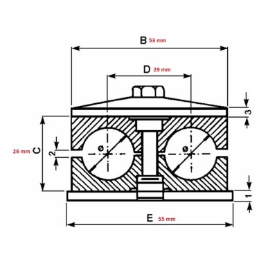 PLACCHETTE, BLOCCHETTO FERMATUBI 2 POSTI DIAMETRO 14