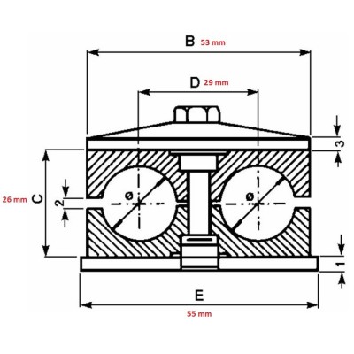 PLATES, PIPE STOPPING BLOCK 2 PLACES DIAMETER 15