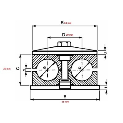 PLACCHETTE, BLOCCHETTO FERMATUBI 2 POSTI DIAMETRO 16