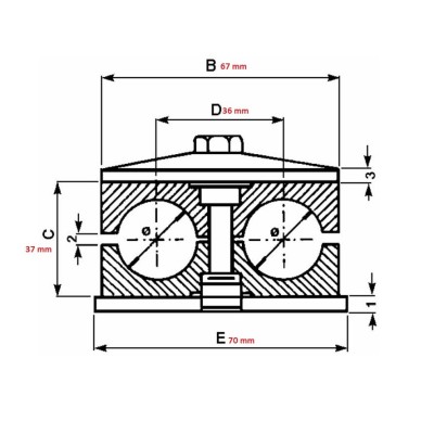 PLATES, HOSE STOPPING BLOCK 2 PLACES DIAMETER 20