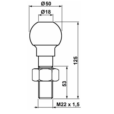 BALL TOW PIN M22X125MM