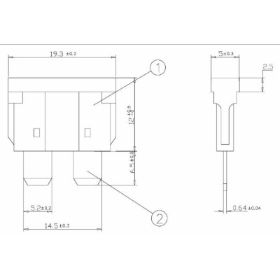 FUSIBILE BILAMA 25 AMP TRASPARENTE 19X20mm