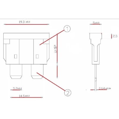 FUSIBILE BILAMA 25 AMP TRASPARENTE 19X20mm