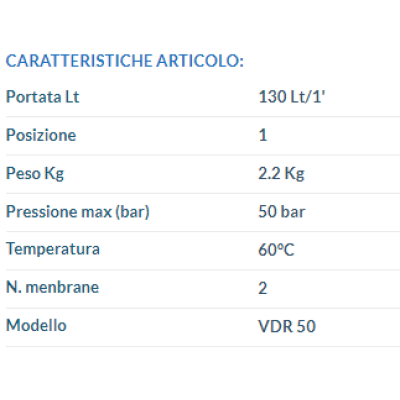 Gruppo comando VDR 50 2 vie completo