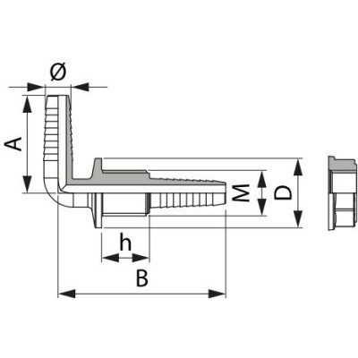 90° curved bulkhead fitting G 1/2''