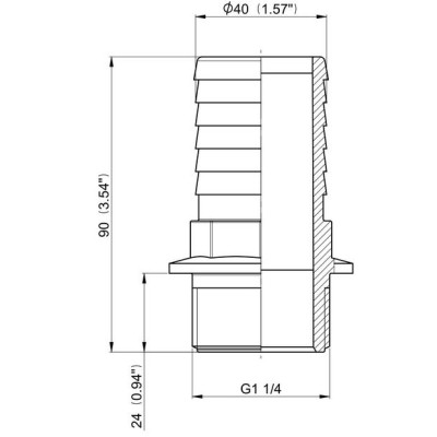 Raccordo portagomma dritto filetto maschio G 1 1/4