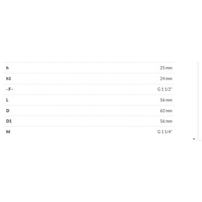 Female reducer 1"1/2 x 1"1/4 male in plastic