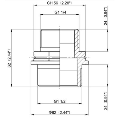 Riduzione maschio 1"1/2 x 1"1/4 in plastica
