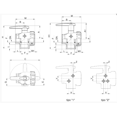 3-way ball valve interrupted flow G 1"1/4