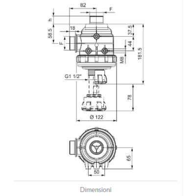 Suction filter 1" 1/4 threaded connection with valve