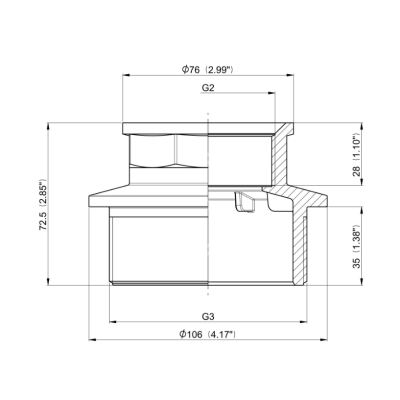 Riduzione maschio 3" x 2" femmina in plastica