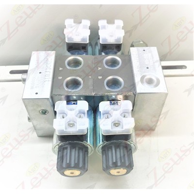 Solenoid valve block, 2-section electro-distributor
