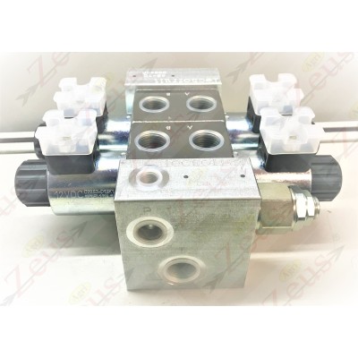 Solenoid valve block, 2-section electro-distributor