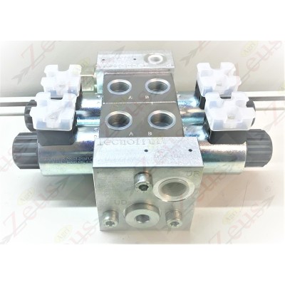 Solenoid valve block, 2-section electro-distributor