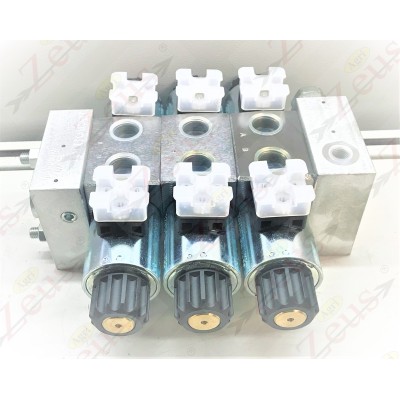 Solenoid valve block, 3-section electro-distributor