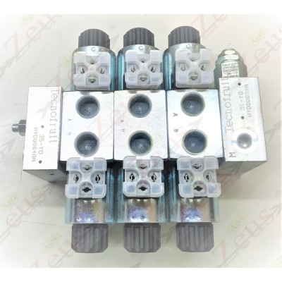 Solenoid valve block, 3-section electro-distributor
