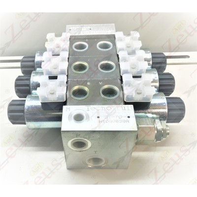 Solenoid valve block, 3-section electro-distributor