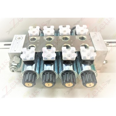 Solenoid valve block, 4-section electro-distributor
