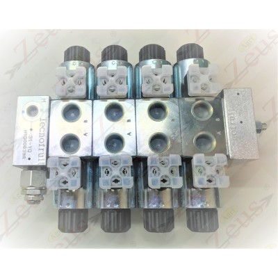 Solenoid valve block, 4-section electro-distributor