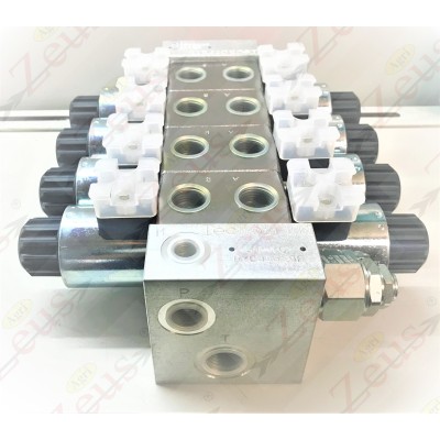 Solenoid valve block, 4-section electro-distributor