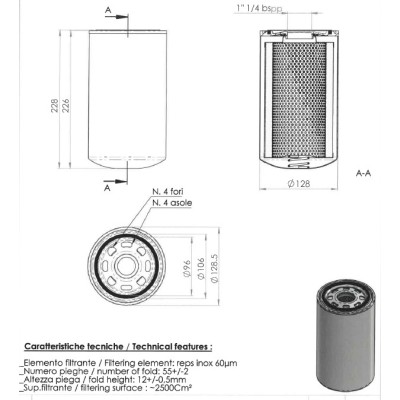 HYDRAULIC OIL FILTER 1''1/4 - 60 MICRON HYDRAULIC CONTROL UNIT