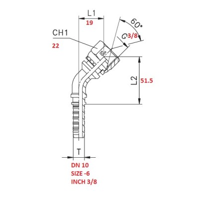 HALF BEND FITTING 45° 3/8" TO PRESS