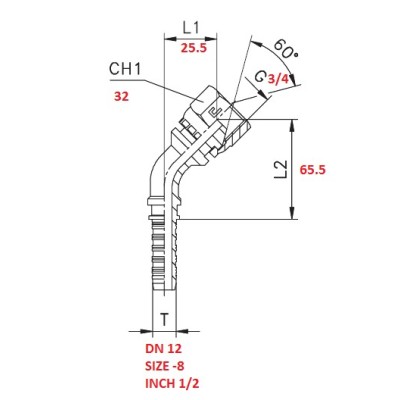HALF BEND FITTING 45° 3/4"X1/2" TO PRESS