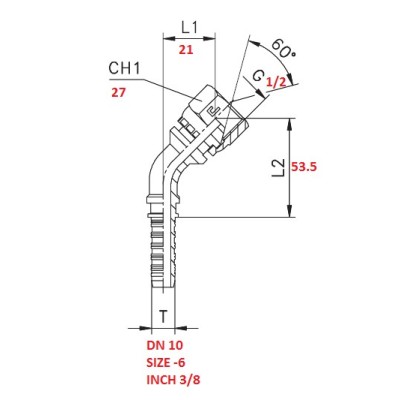 HALF BEND FITTING 45° 1/2"X3/8" TO PRESS