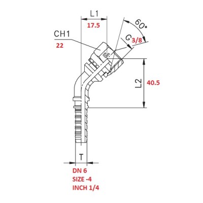 HALF BEND FITTING 45° 3/8"X1/4" TO PRESS