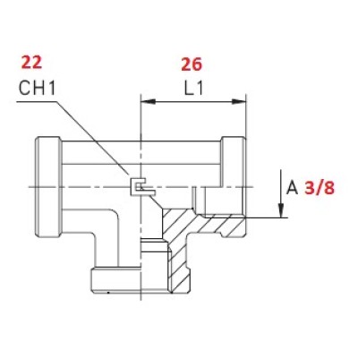 RACCORDO T 3/8" FEMMINA