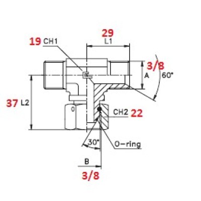 RACCORDO T 3/8" FEMMINA CENTRALE