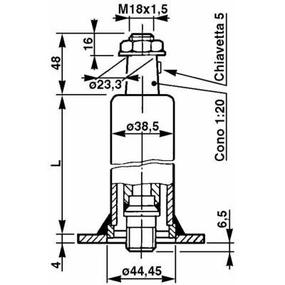 FLYING COLUMN FOR POWER STEERING L.75 WITH C/6 TAPER