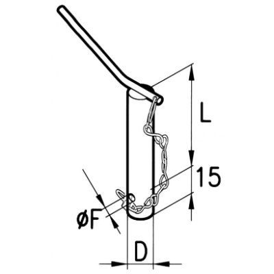 Pin with handle, pin and chain