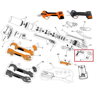 Central bolt for Bahco BCL20 electric scissors