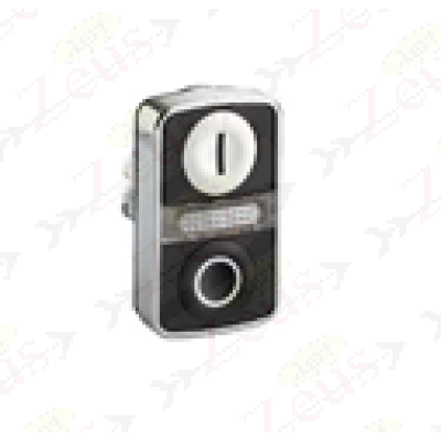 TESTA PULSANTE INTERRUTTORE DOPPIO 0-1 Ø22 bianco+nero
